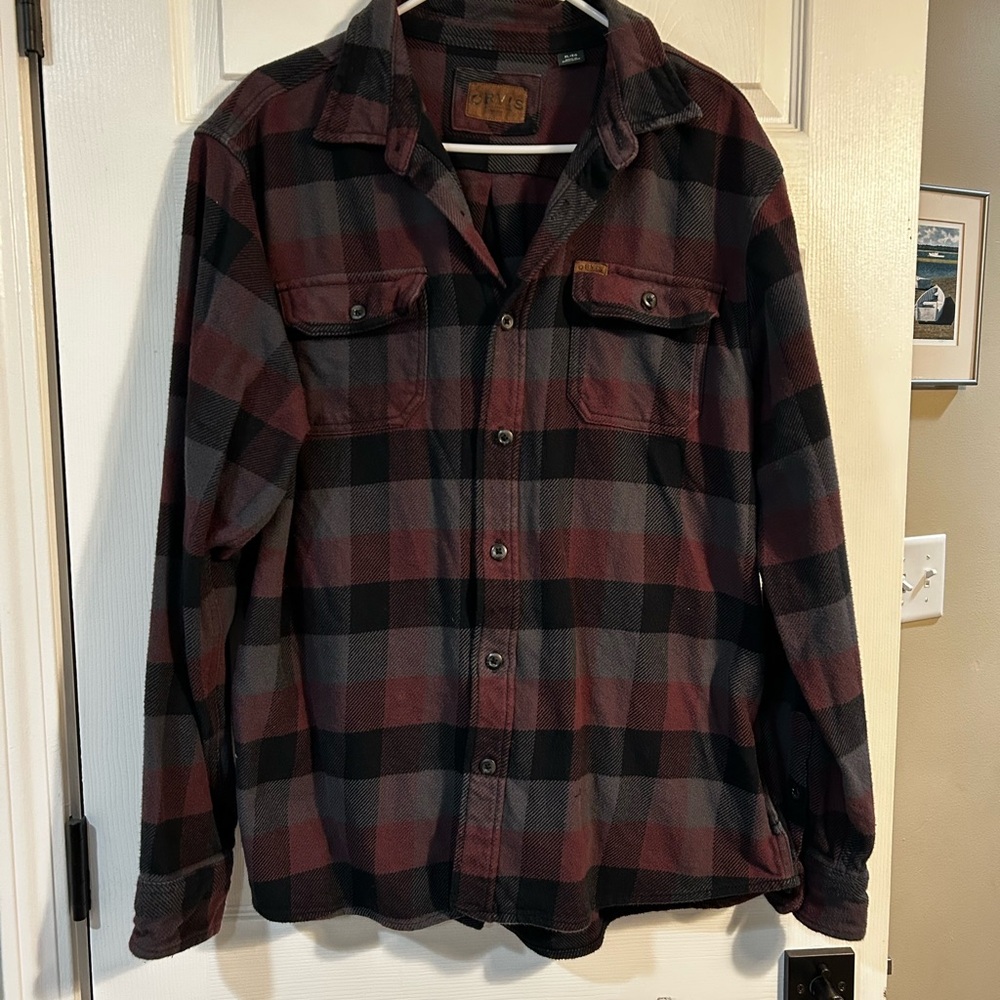 Men's Plaid heavy duty flannel shirt - Red and Black